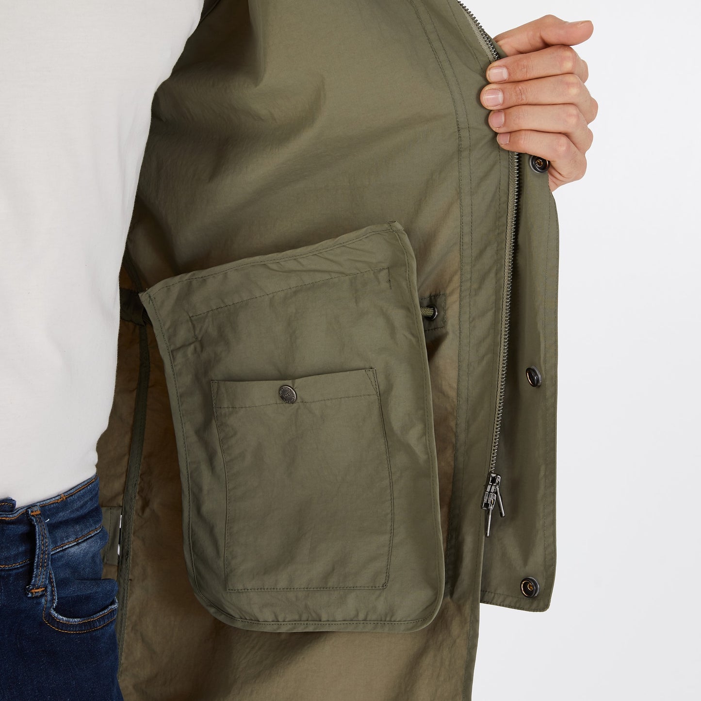 Khaki mid-length parka