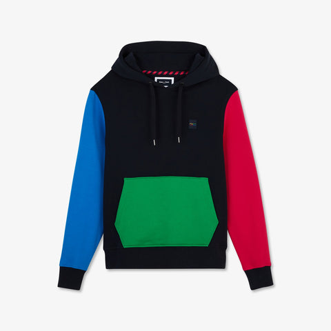 Navy blue colour-block sweatshirt with hood - Image 2