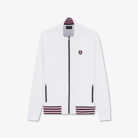 White zipped sweatshirt with striped trims - Image 2