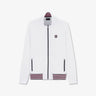 White zipped sweatshirt with striped trims