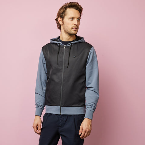 Blue zipped sweatshirt with hood - Image 3