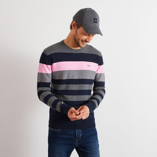 Striped cable knit jumper