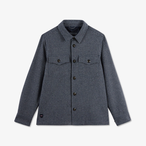 Blue overshirt with houndstooth motif - Image 3