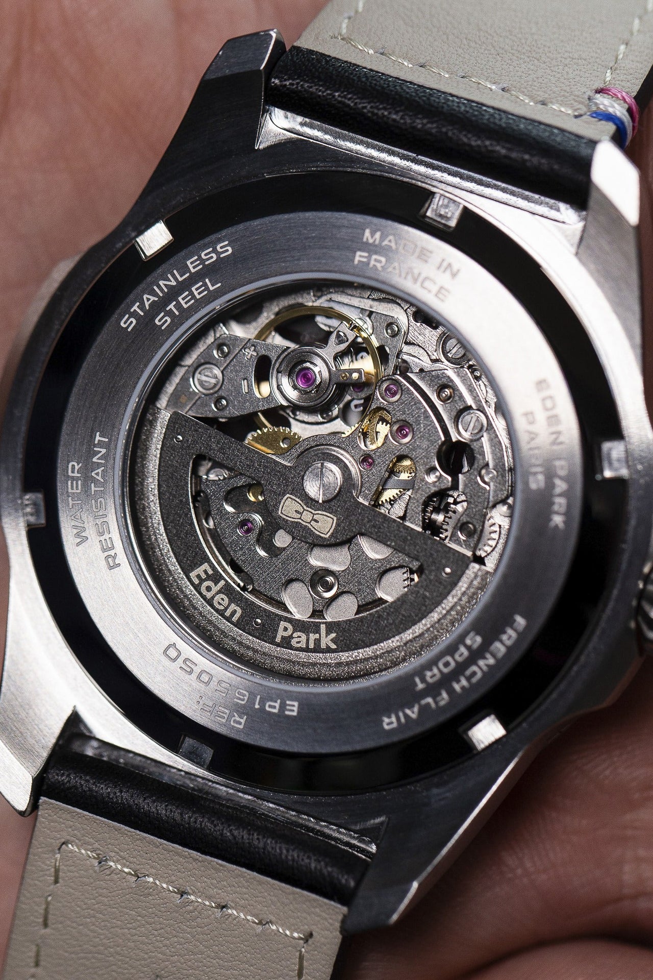 Steel automatic skeleton watch