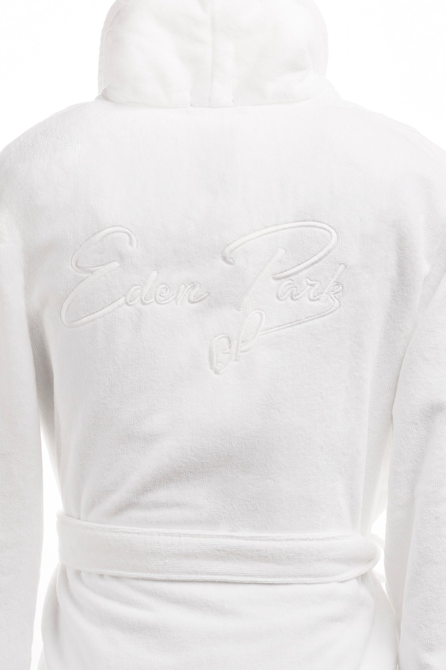 Embroidered white cotton terry bathrobe - A SHOOTER