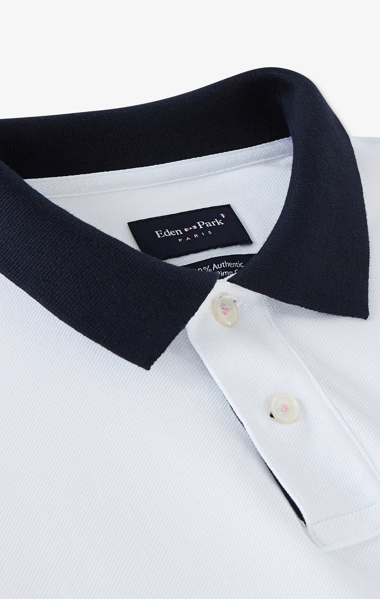 White cotton polo with contrasting neck