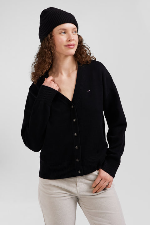 Relax anthracite grey blended wool and cotton cardigan - Image 3