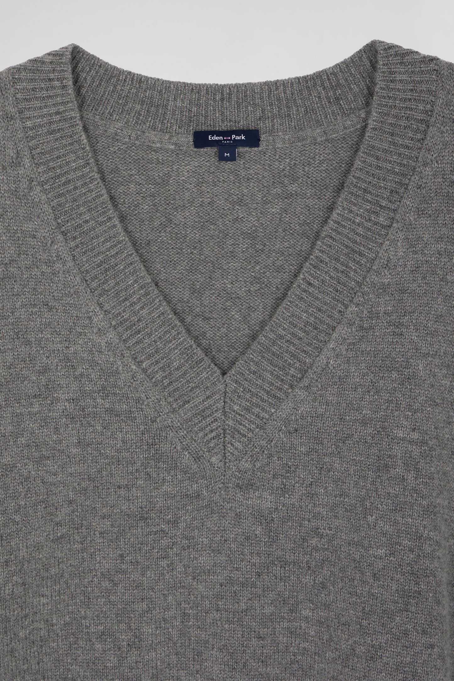Grey wool and cashmere V-neck sweater Relaxed cut