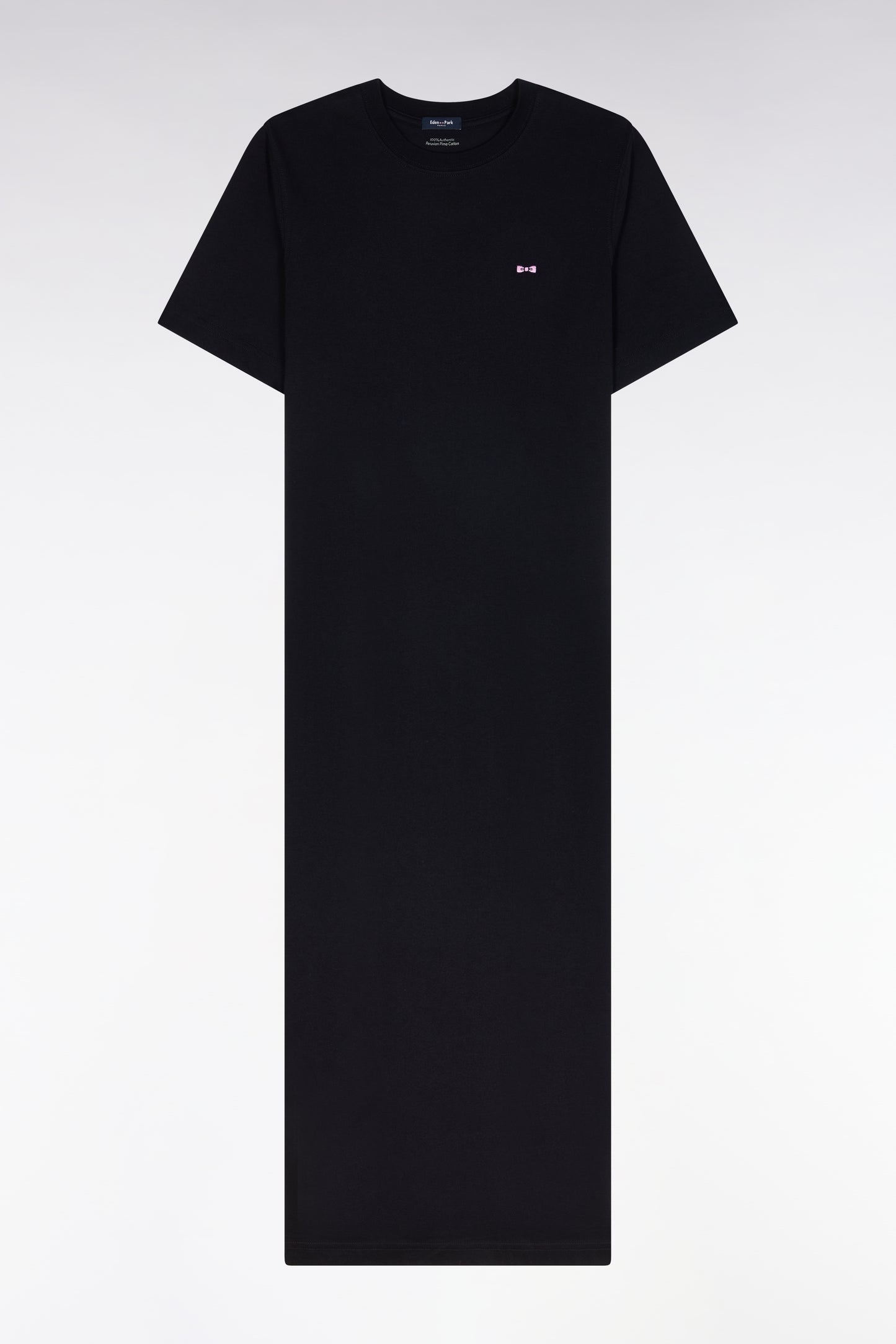 T-shirt dress in black Pima cotton, straight cut