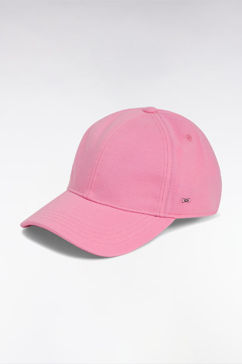 Pink cotton piqué cap with bow tie embroidery - Image 2