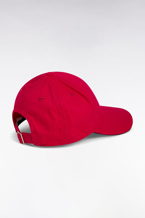 Fuchsia cotton twill cap with piped visor - Image 3