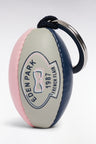 Rugby ball keyring in pink synthetic leather