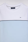Straight-fit two-tone sweatshirt in sky blue and white cotton