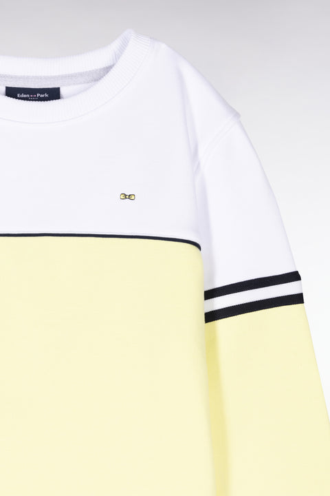 Straight-fit two-tone sweatshirt in yellow and white cotton - Image 2