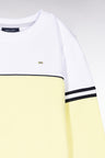 Straight-fit two-tone sweatshirt in yellow and white cotton