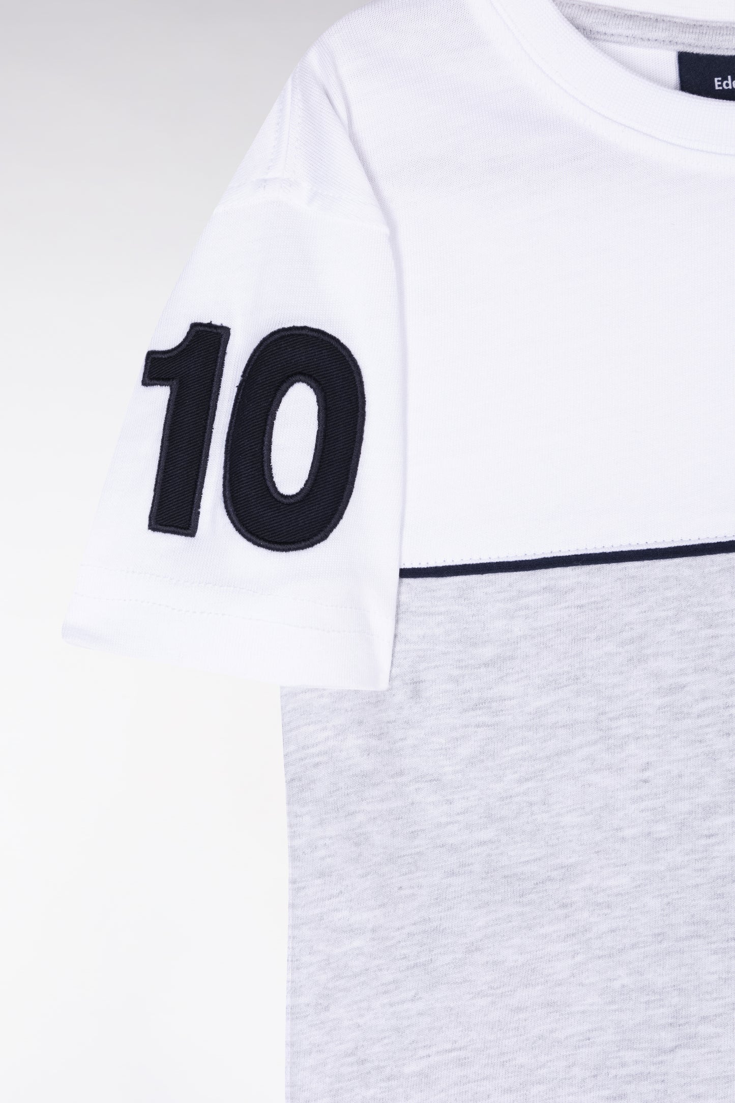 Two-tone T-shirt in grey cotton, straight cut