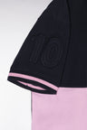 Straight-fit short-sleeved polo shirt in navy and pink cotton piqué