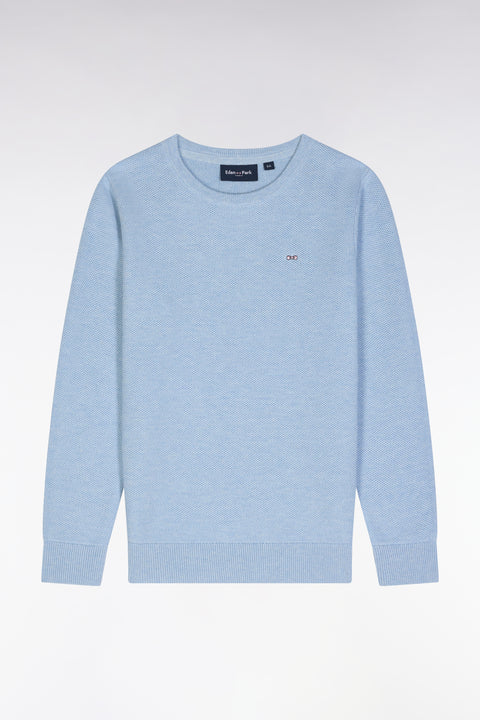 Straight-fit sky blue cotton round-neck jumper - Image 1