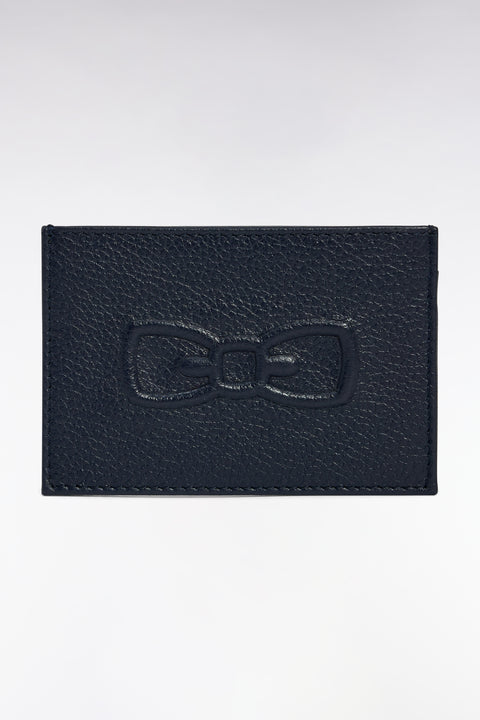 Navy grained leather card holder - Image 2