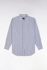 Relax-fit sky blue cotton shirt with stick stripes