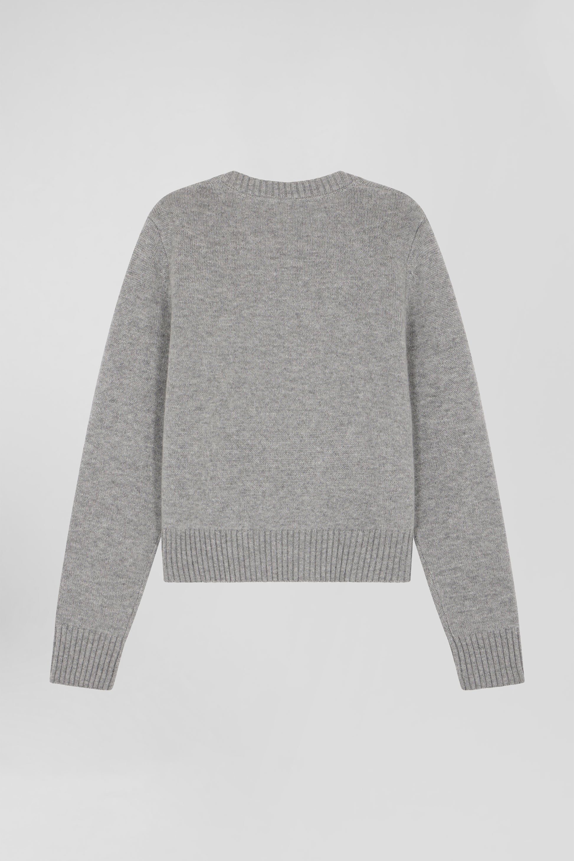 Regular grey round-neck wool and cashmere jumper