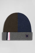 Grey colourblock cotton beanie