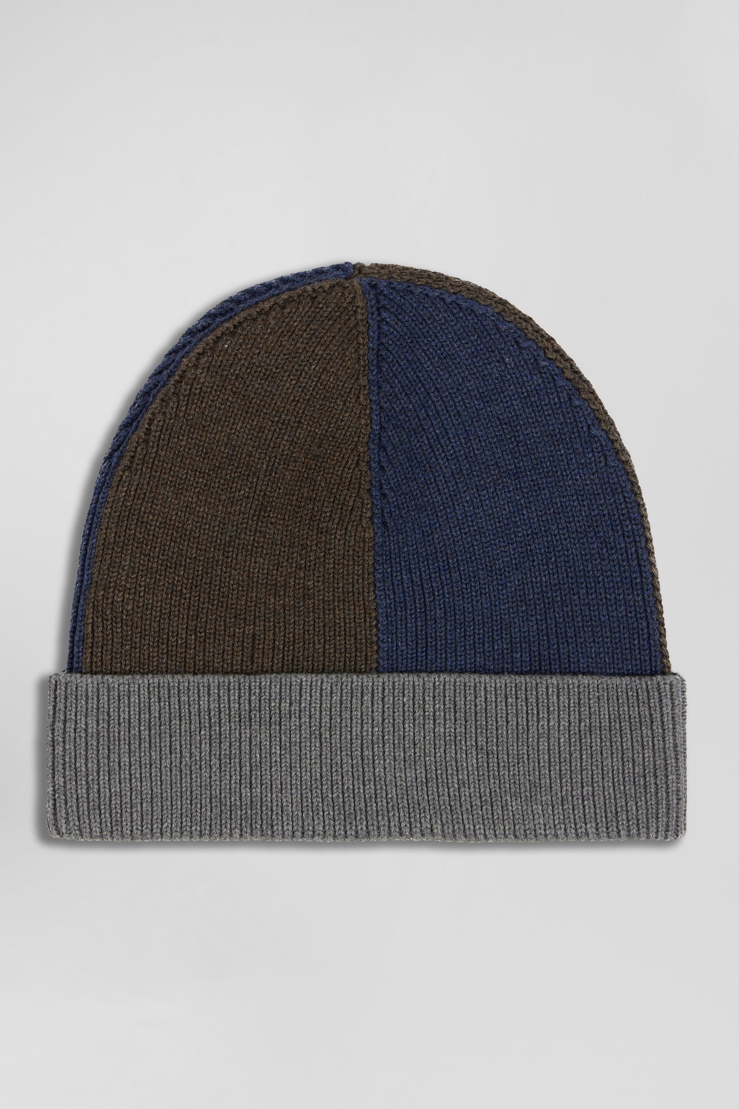 Grey colourblock cotton beanie