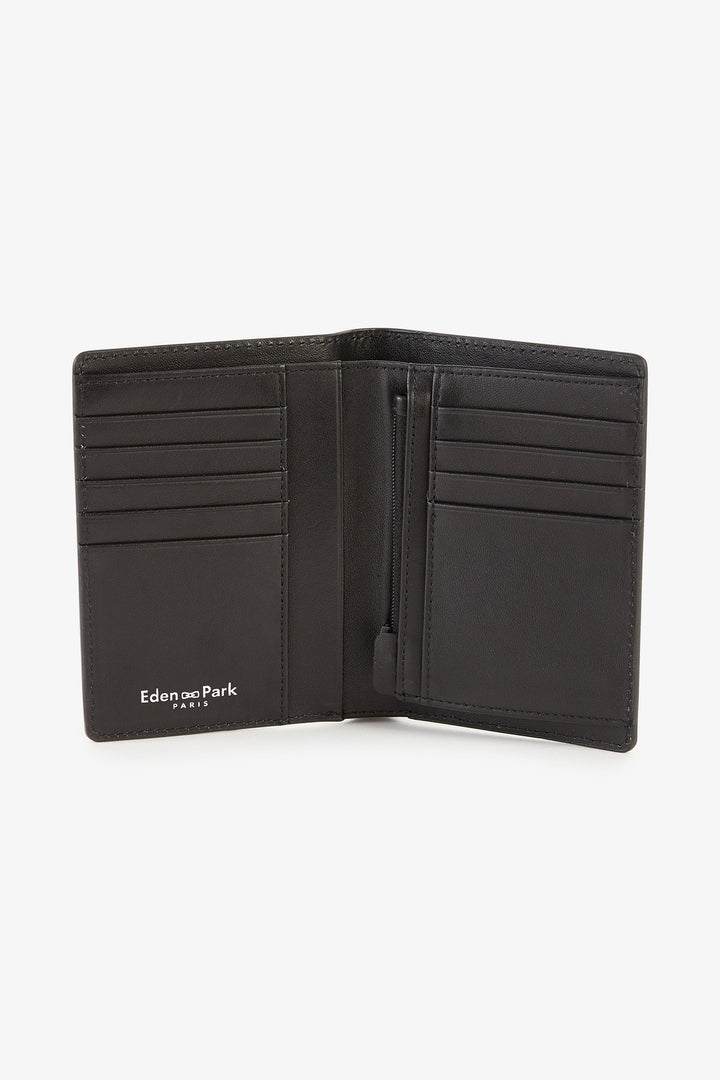 Black leather French-style wallet