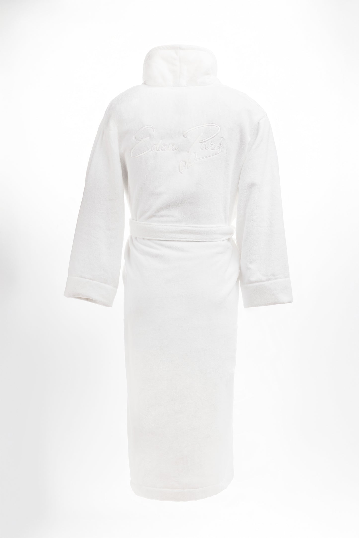 Embroidered white cotton terry bathrobe - A SHOOTER