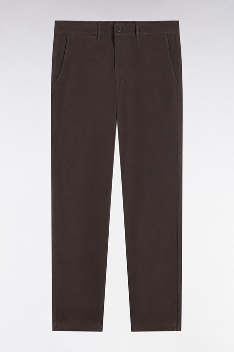Pantalon chino sans plis en gabardine de coton stretch brun - Image 1