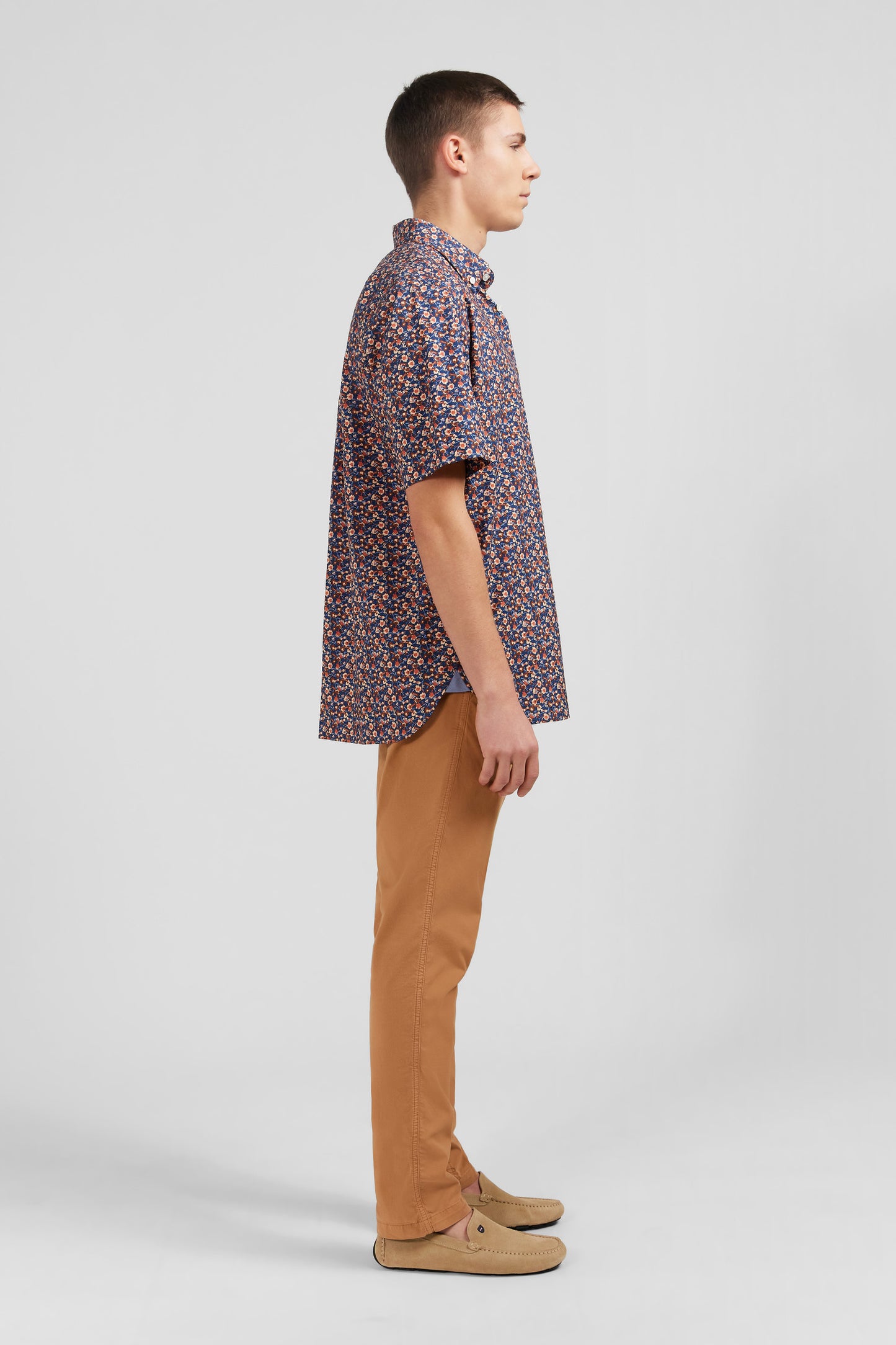 Navy blue shirt with exclusive floral print