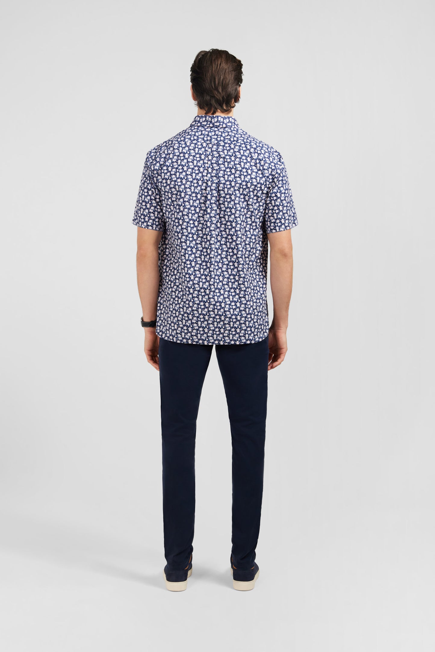 Navy blue shirt with flower print