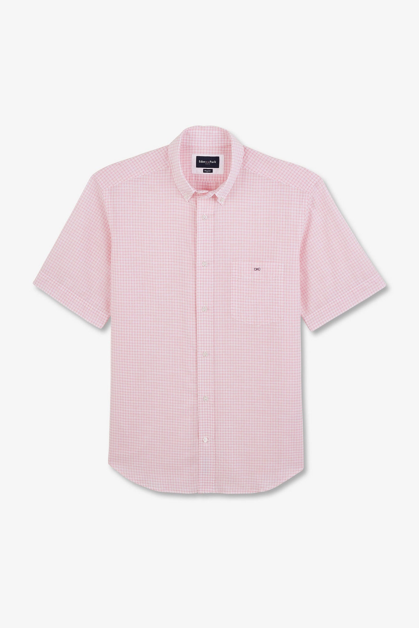 Pink checked cotton dobby shirt