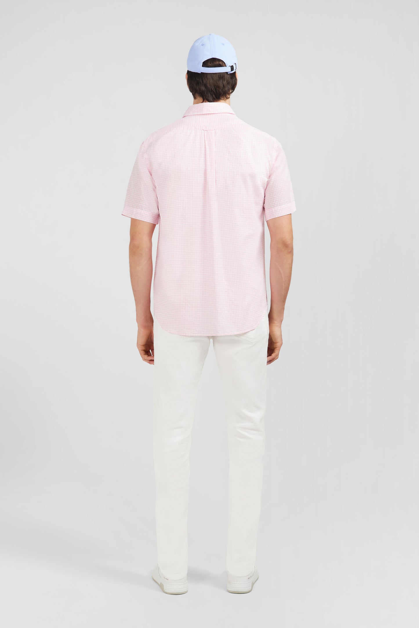 Pink checked cotton dobby shirt
