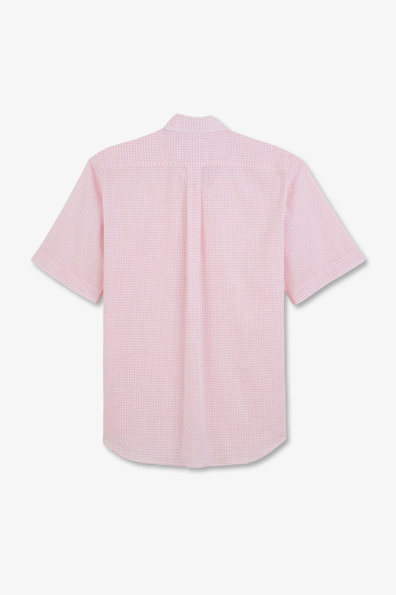 Pink checked cotton dobby shirt