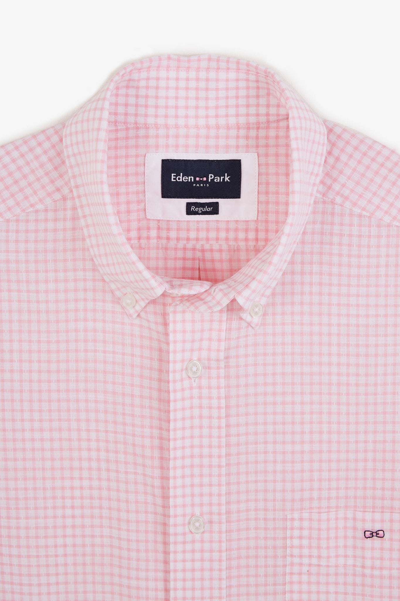 Pink checked cotton dobby shirt