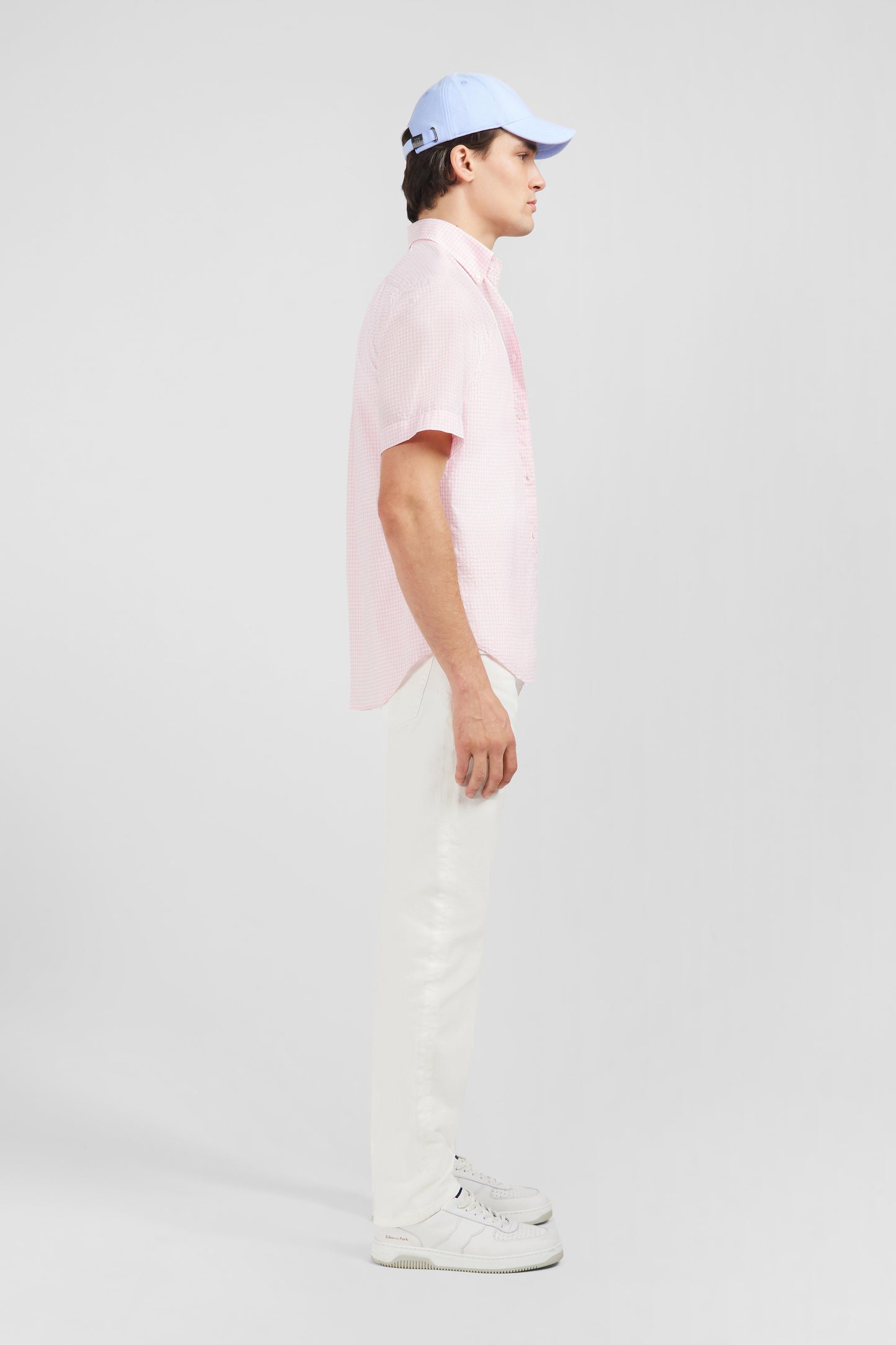 Pink checked cotton dobby shirt