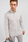 Beige floral-print shirt