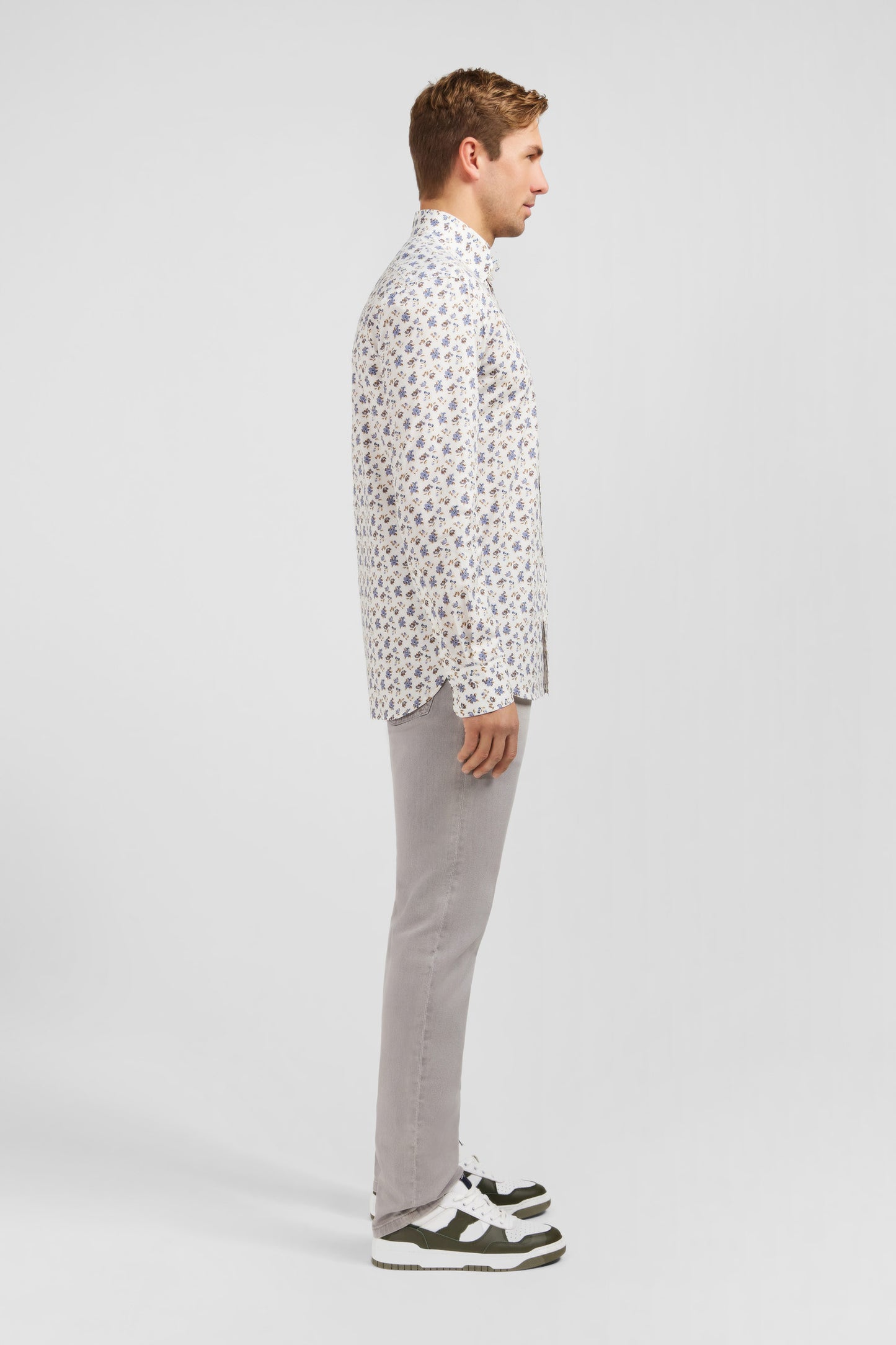 Beige floral-print shirt
