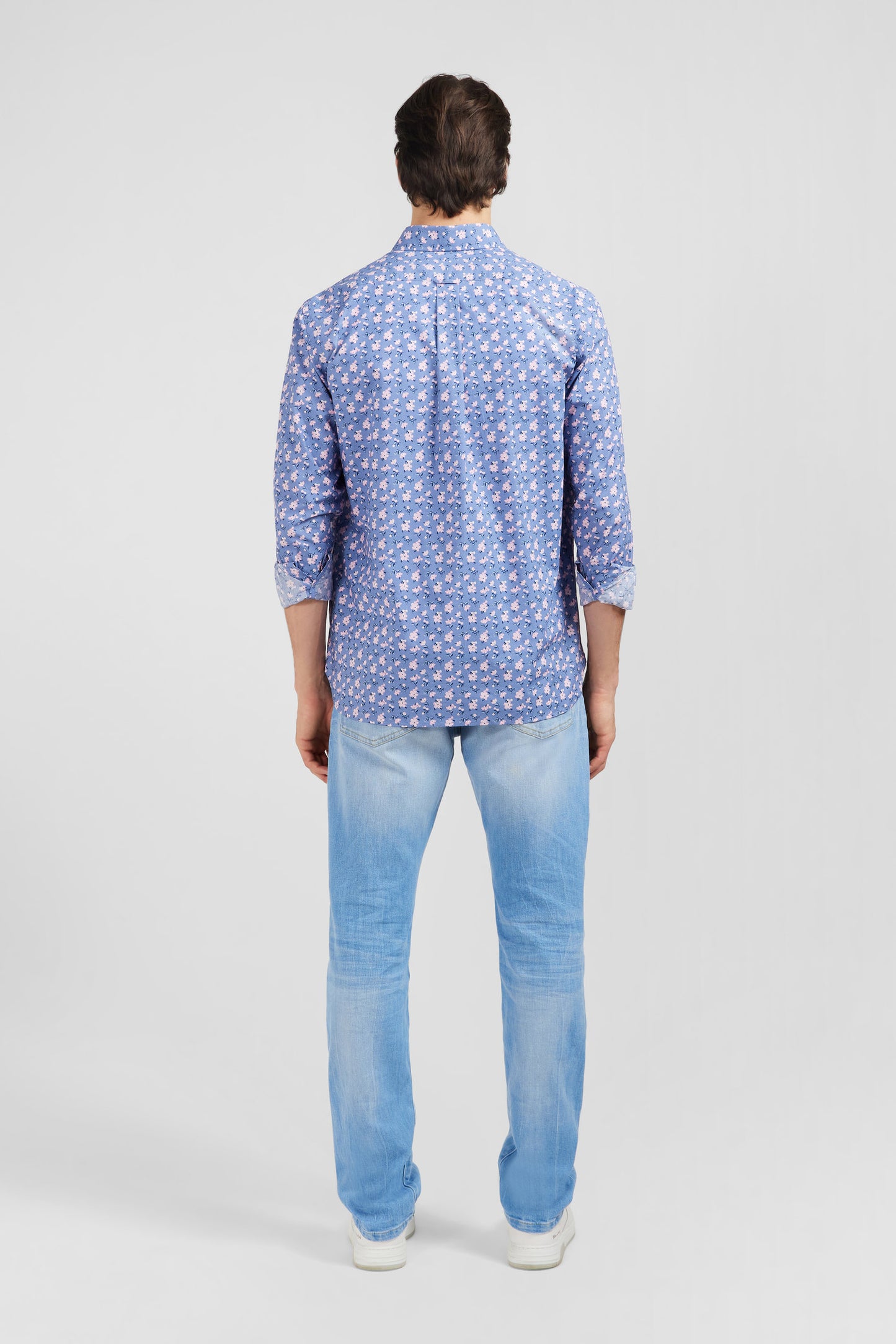 Blue shirt with exclusive floral print