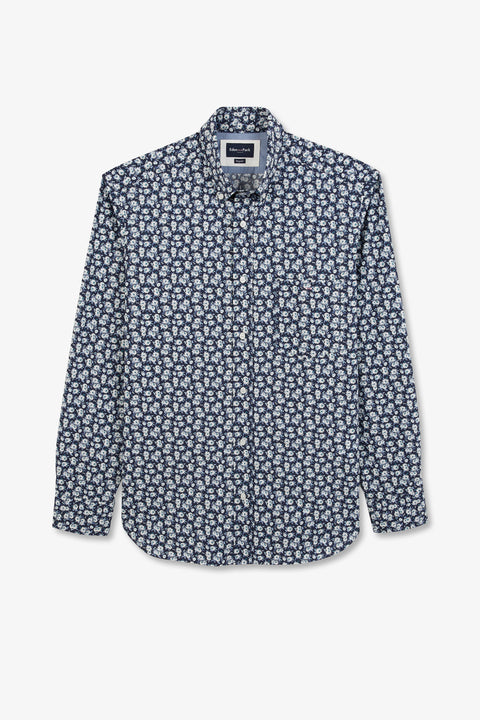 Navy blue shirt with exclusive floral print - Image 2