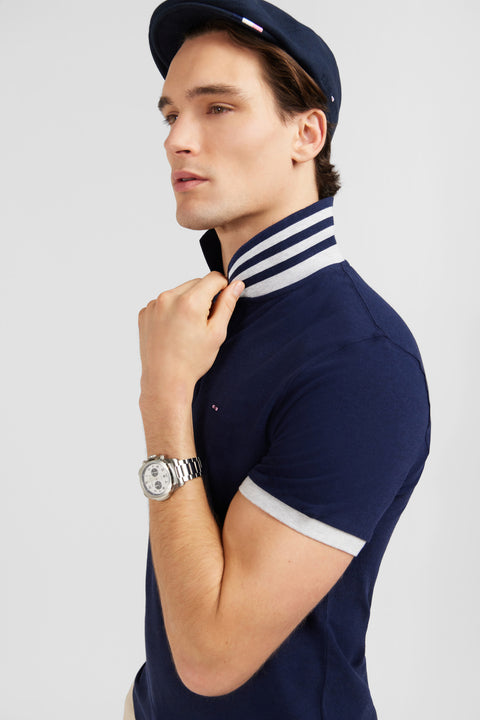 Navy blue short-sleeved polo shirt - Image 3