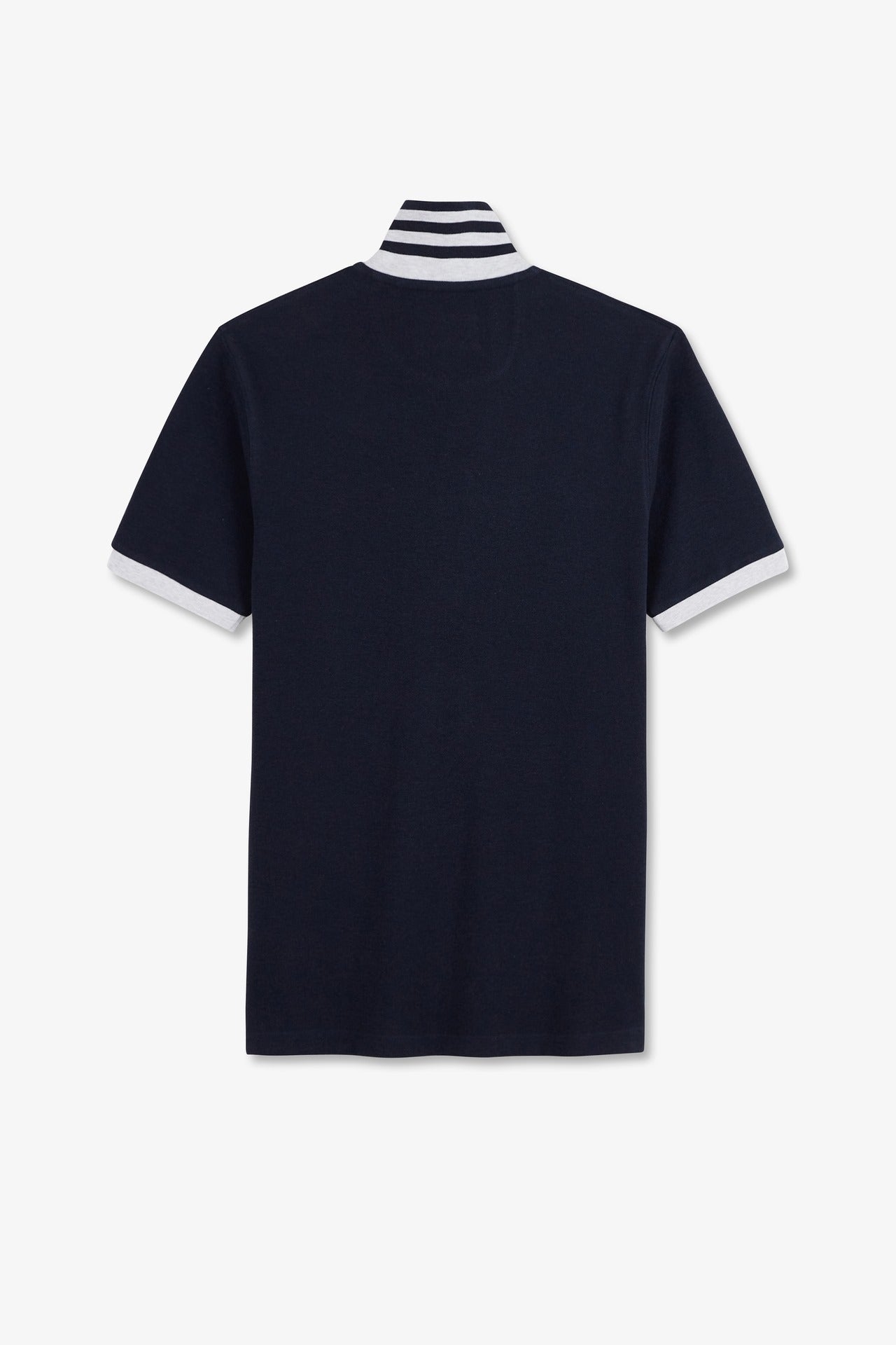 Navy blue short-sleeved polo shirt