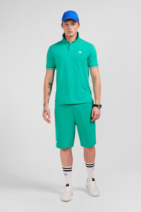 Green short-sleeved polo shirt - Image 1