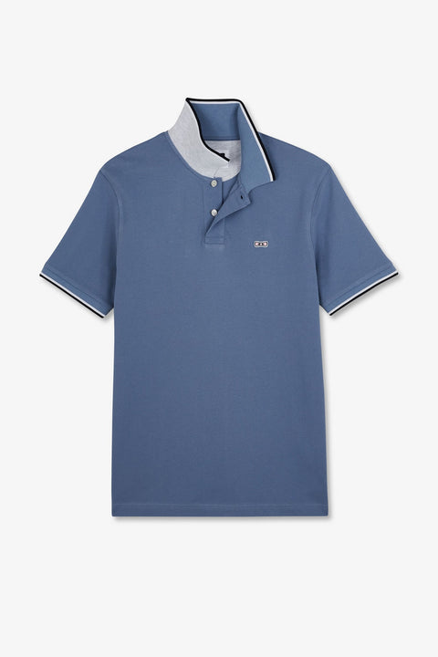 Plain light blue short-sleeved polo shirt - Image 2