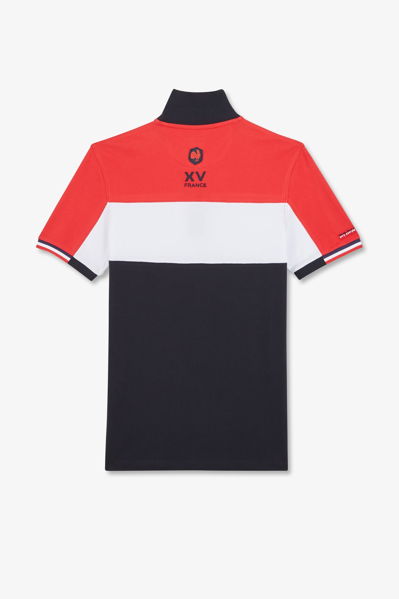 Red colour-block polo shirt in cotton pique with XV de France embroidery