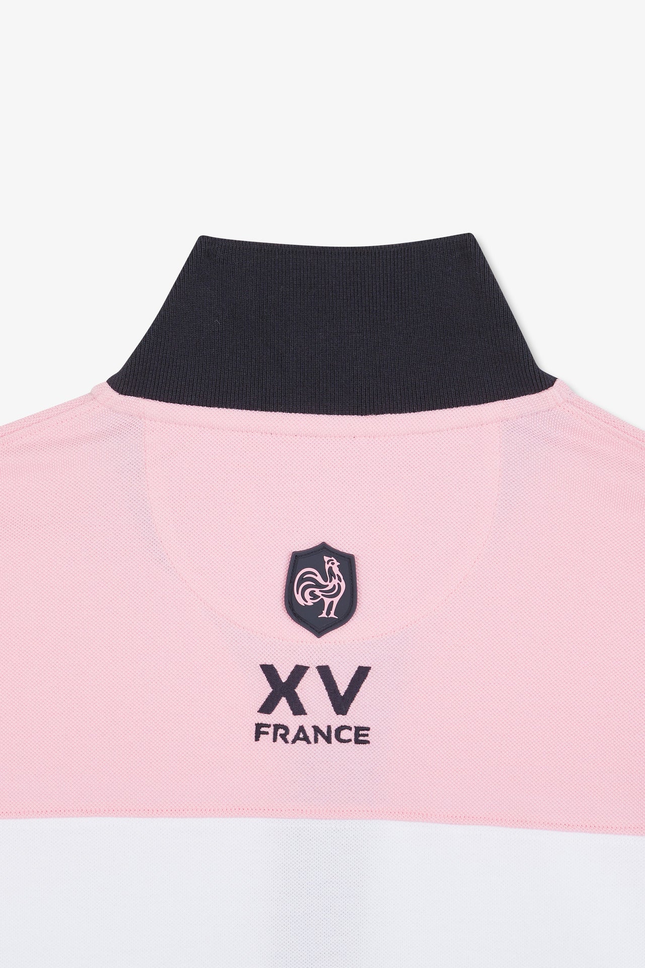Pink colour-block polo shirt in cotton pique with XV de France embroidery