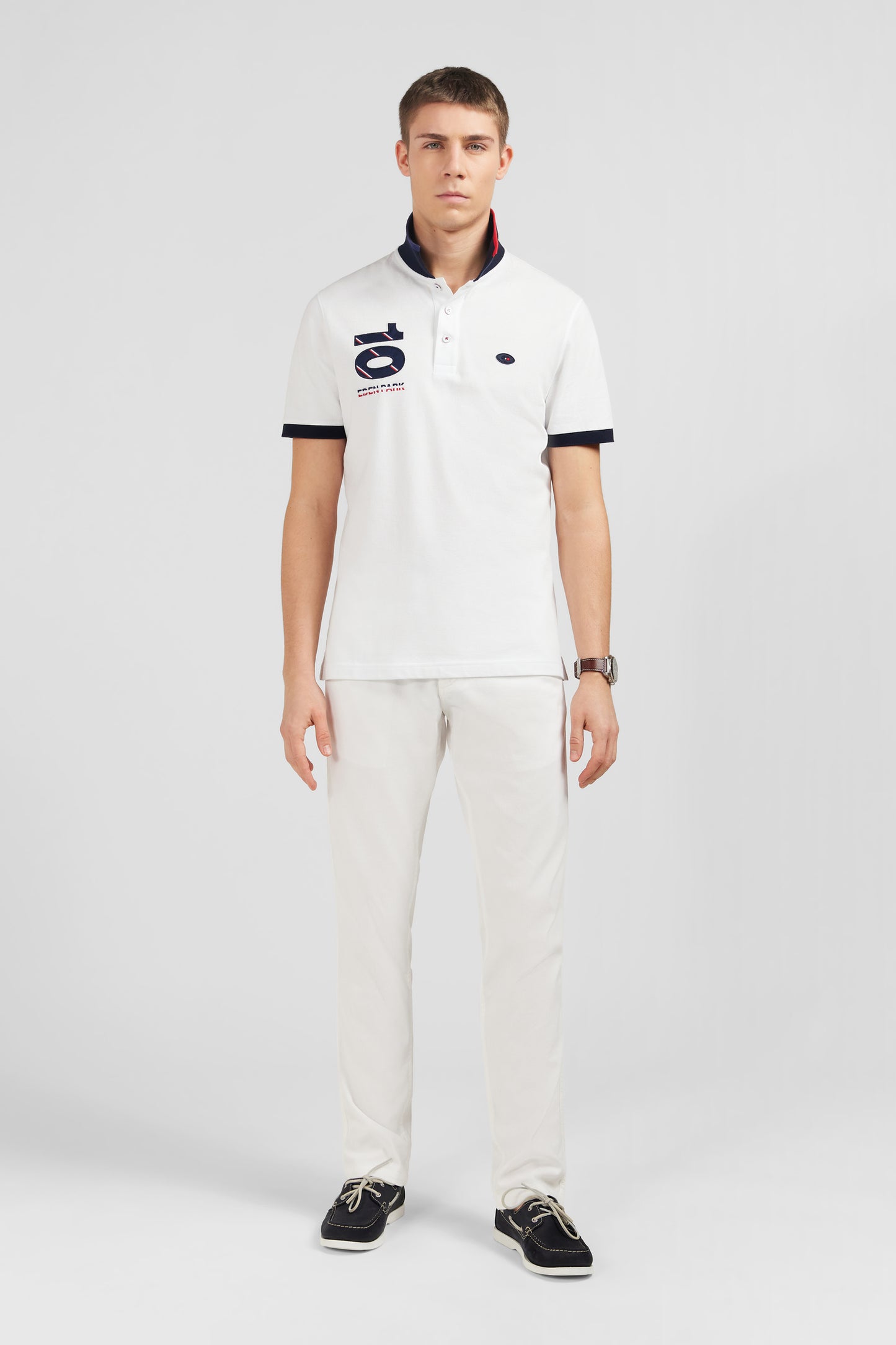 White short-sleeved XV de France polo shirt