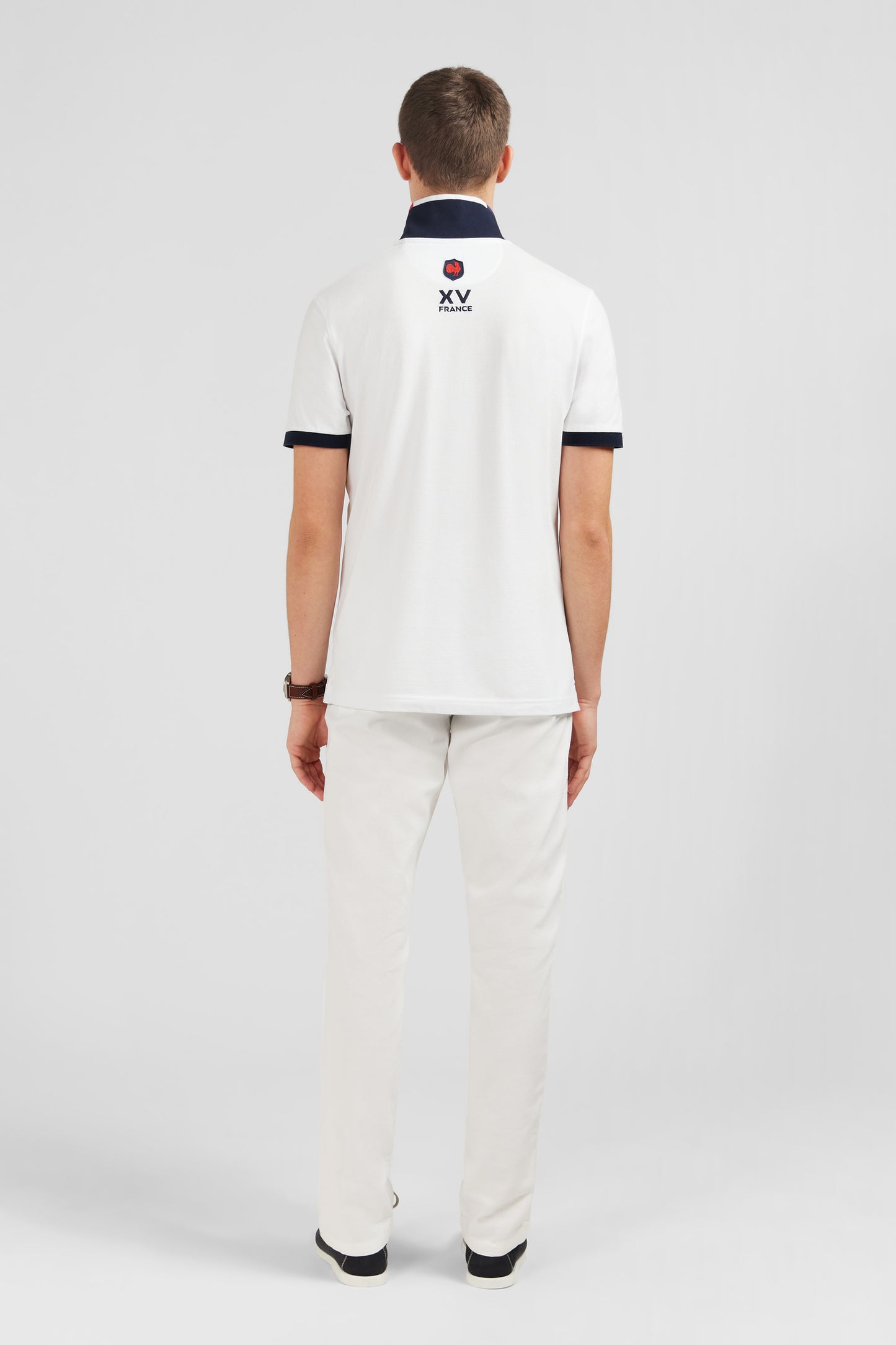 White short-sleeved XV de France polo shirt