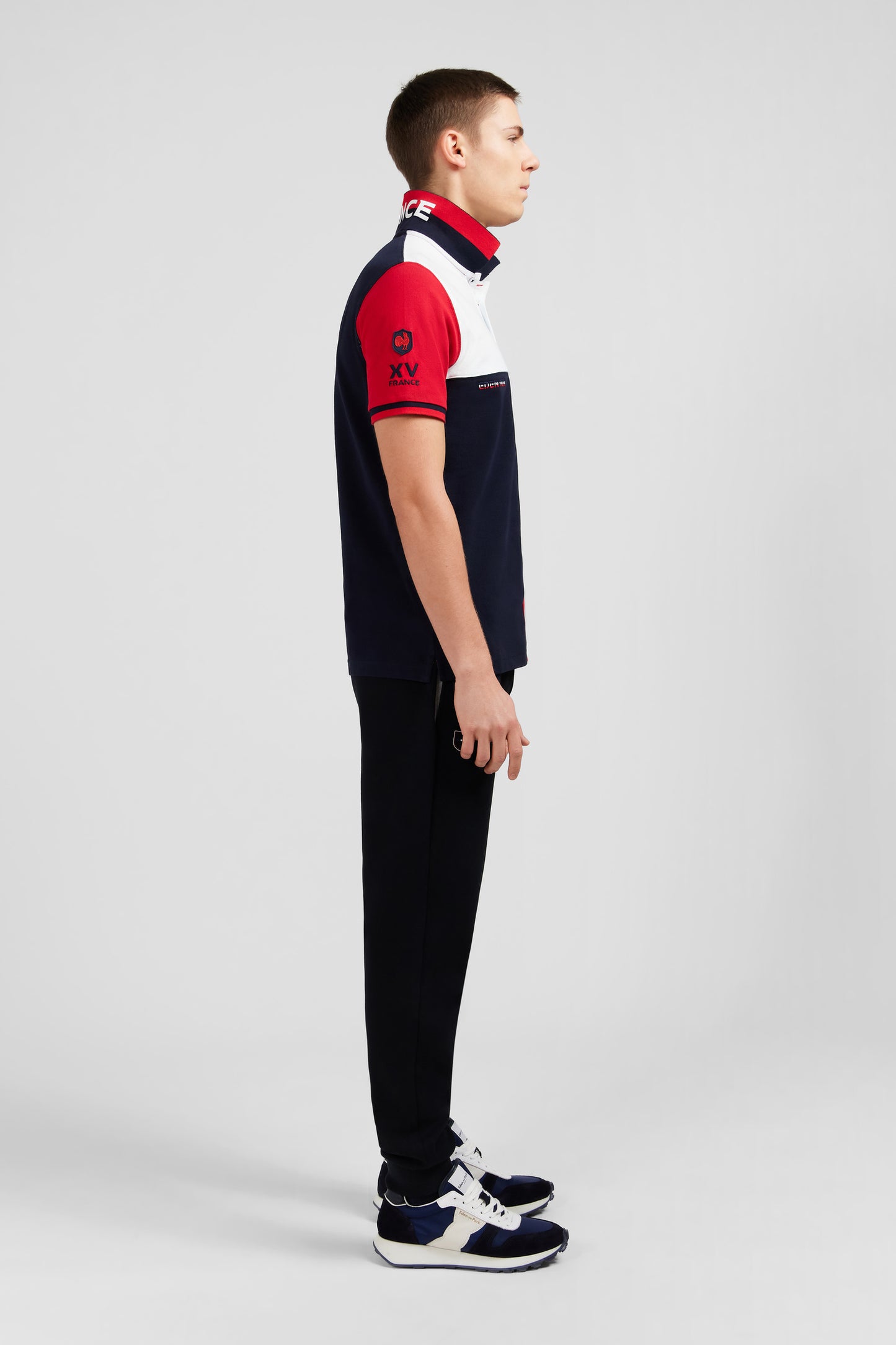 Short-sleeved colour-block XV de France polo shirt